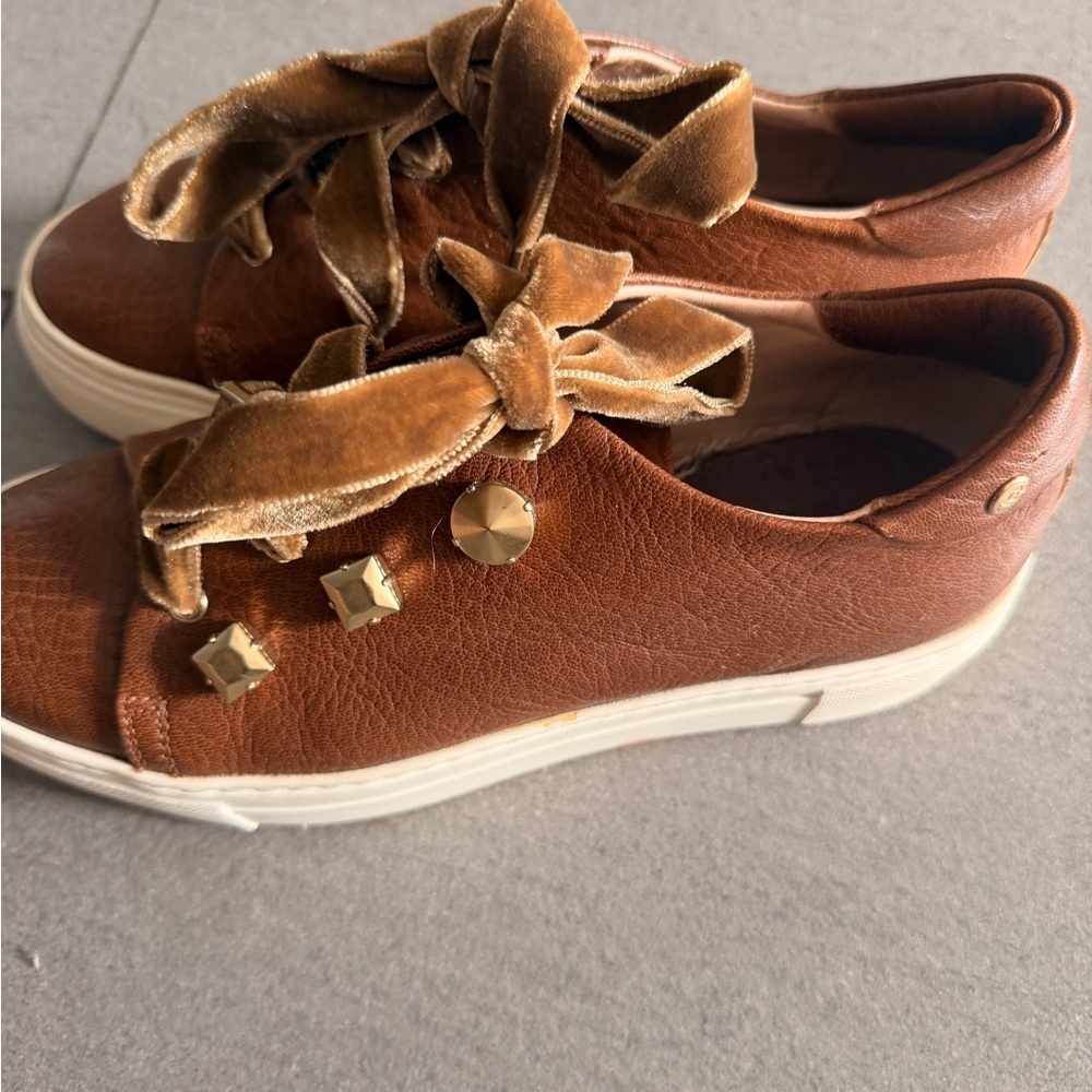 AGL made in Italy Brown Leather velvet Ribbon-Lace Sneakers platform sneakers - Picture 6 of 8